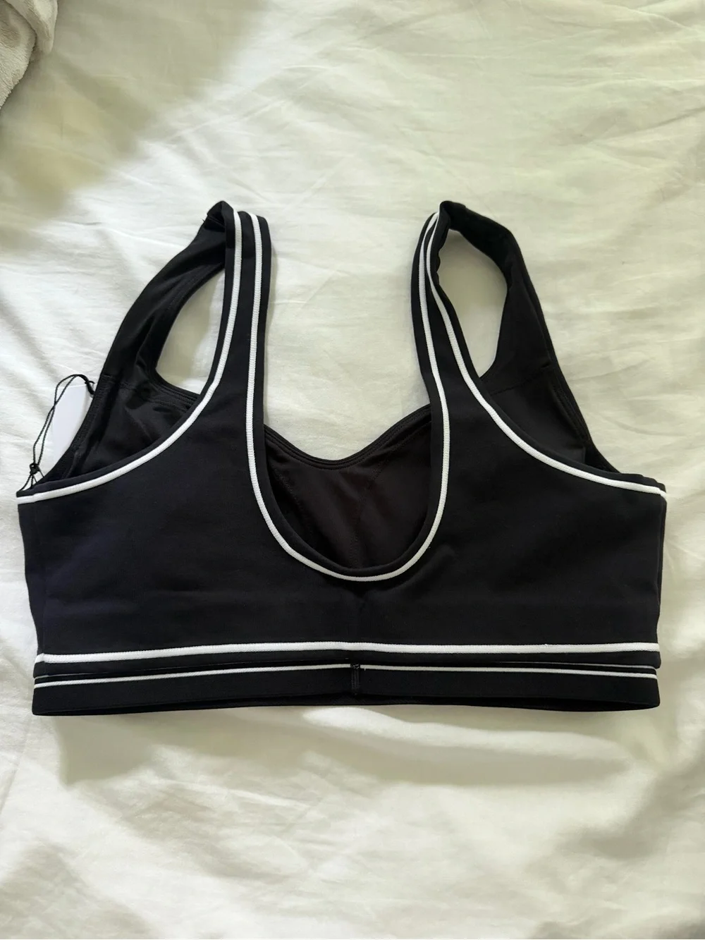 ALO Yoga Black Sports Bra with White Piping